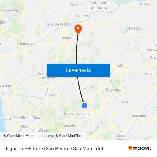 Figueiró to Este (São Pedro e São Mamede) map