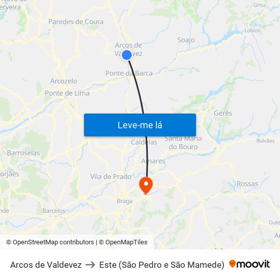 Arcos de Valdevez to Este (São Pedro e São Mamede) map