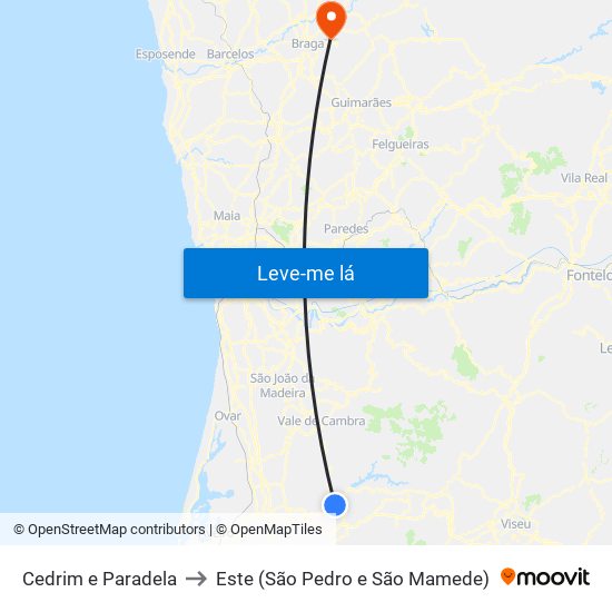 Cedrim e Paradela to Este (São Pedro e São Mamede) map