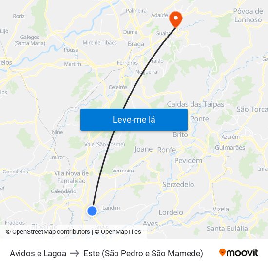 Avidos e Lagoa to Este (São Pedro e São Mamede) map