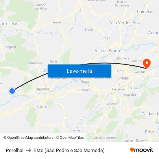 Perelhal to Este (São Pedro e São Mamede) map