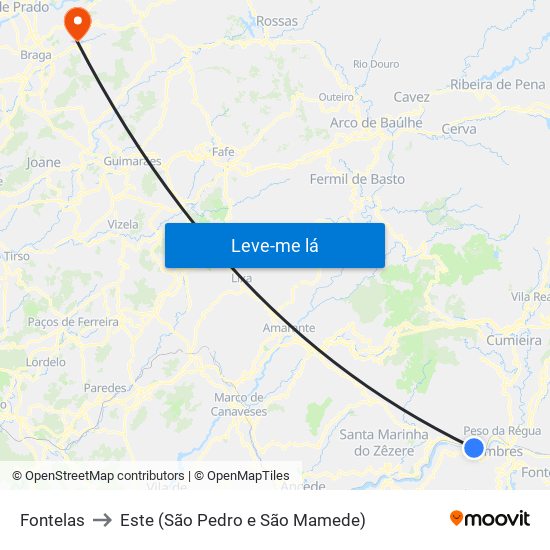 Fontelas to Este (São Pedro e São Mamede) map