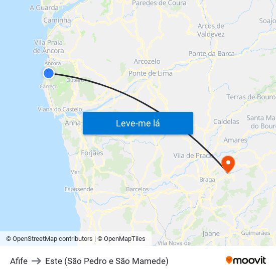 Afife to Este (São Pedro e São Mamede) map