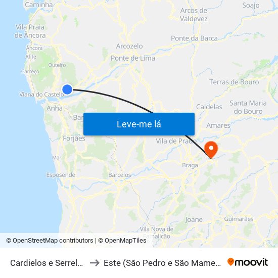 Cardielos e Serreleis to Este (São Pedro e São Mamede) map