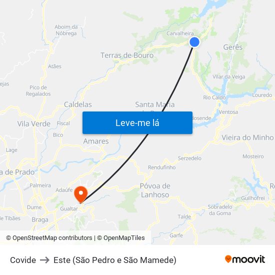 Covide to Este (São Pedro e São Mamede) map