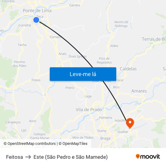 Feitosa to Este (São Pedro e São Mamede) map