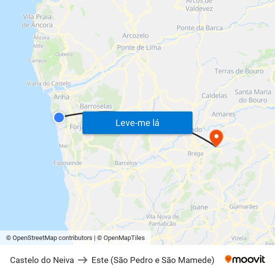 Castelo do Neiva to Este (São Pedro e São Mamede) map