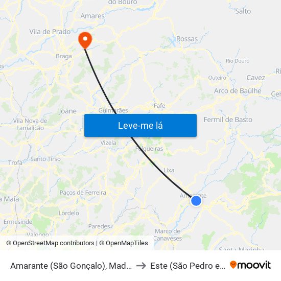 Amarante (São Gonçalo), Madalena, Cepelos e Gatão to Este (São Pedro e São Mamede) map