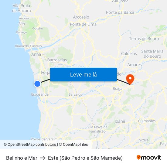 Belinho e Mar to Este (São Pedro e São Mamede) map