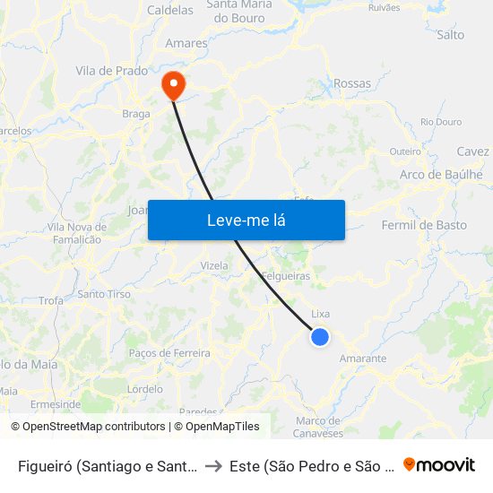 Figueiró (Santiago e Santa Cristina) to Este (São Pedro e São Mamede) map