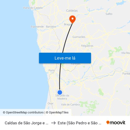 Caldas de São Jorge e Pigeiros to Este (São Pedro e São Mamede) map