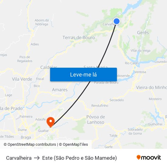 Carvalheira to Este (São Pedro e São Mamede) map