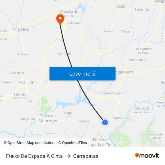 Freixo De Espada À Cinta to Carrapatas map