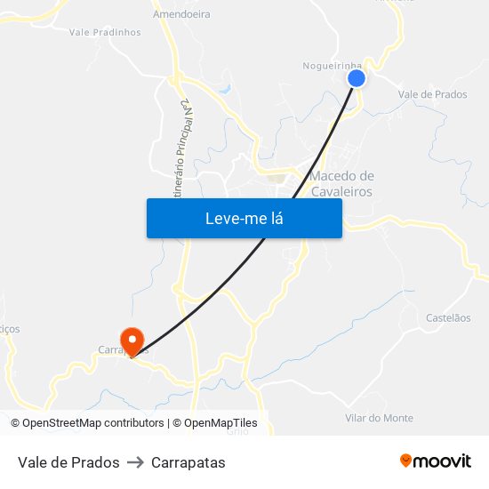 Vale de Prados to Carrapatas map