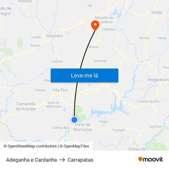 Adeganha e Cardanha to Carrapatas map