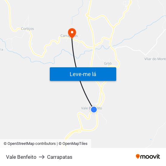 Vale Benfeito to Carrapatas map