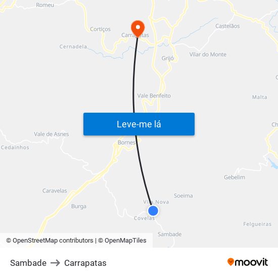 Sambade to Carrapatas map