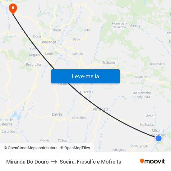 Miranda Do Douro to Soeira, Fresulfe e Mofreita map