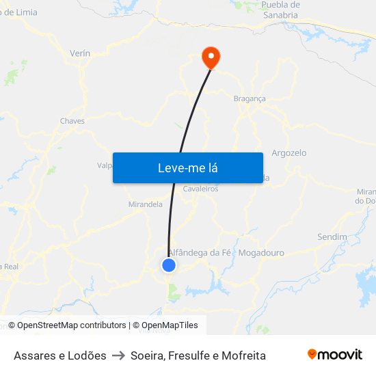 Assares e Lodões to Soeira, Fresulfe e Mofreita map