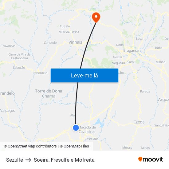 Sezulfe to Soeira, Fresulfe e Mofreita map