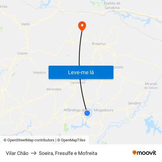 Vilar Chão to Soeira, Fresulfe e Mofreita map