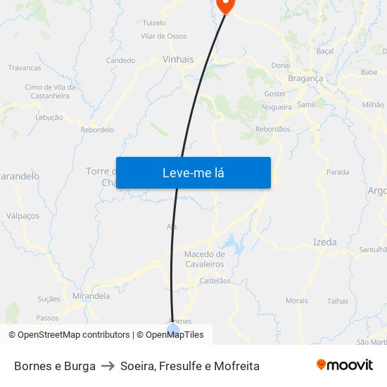 Bornes e Burga to Soeira, Fresulfe e Mofreita map