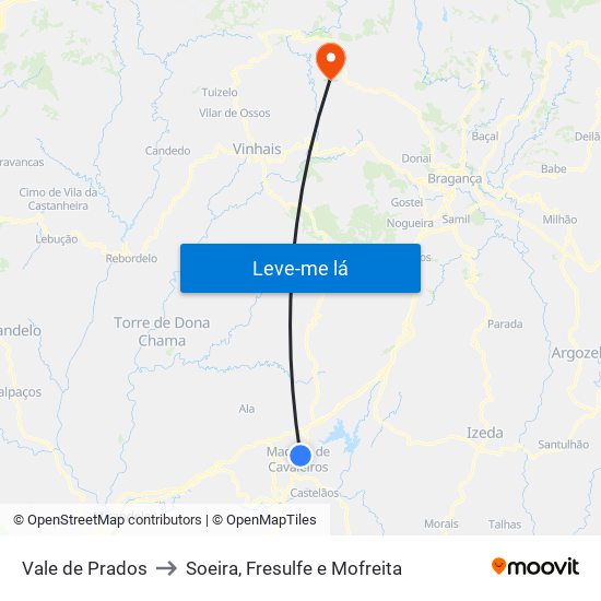 Vale de Prados to Soeira, Fresulfe e Mofreita map