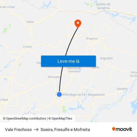 Vale Frechoso to Soeira, Fresulfe e Mofreita map