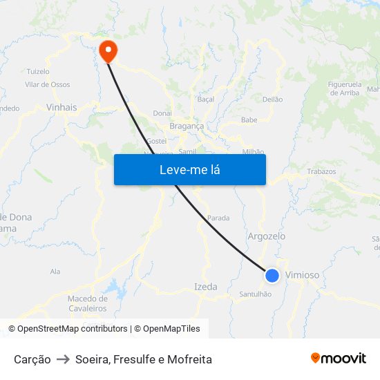 Carção to Soeira, Fresulfe e Mofreita map