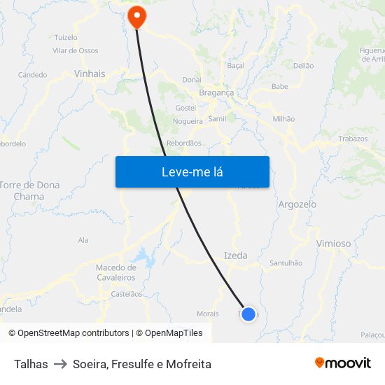 Talhas to Soeira, Fresulfe e Mofreita map