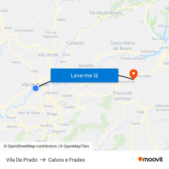 Vila De Prado to Calvos e Frades map