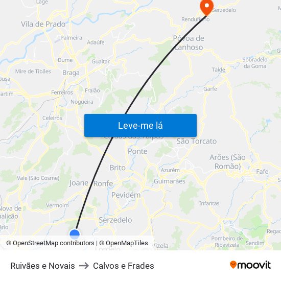 Ruivães e Novais to Calvos e Frades map