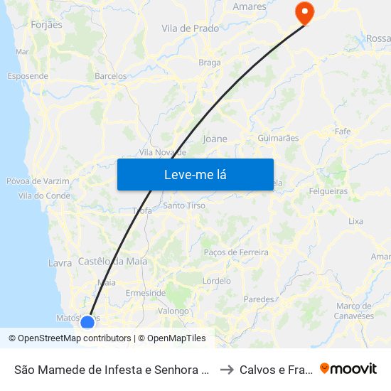São Mamede de Infesta e Senhora da Hora to Calvos e Frades map
