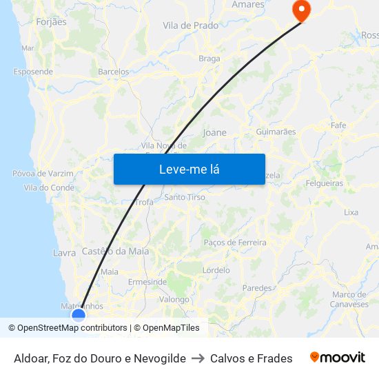 Aldoar, Foz do Douro e Nevogilde to Calvos e Frades map