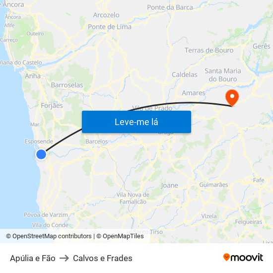 Apúlia e Fão to Calvos e Frades map