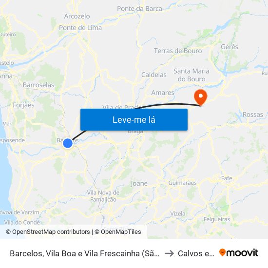 Barcelos, Vila Boa e Vila Frescainha (São Martinho e São Pedro) to Calvos e Frades map