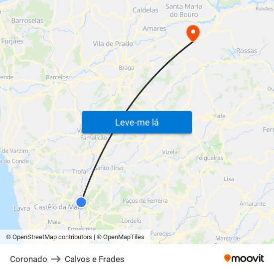 Coronado to Calvos e Frades map