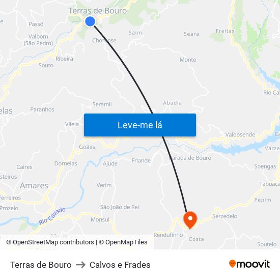 Terras de Bouro to Calvos e Frades map