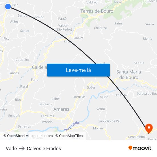 Vade to Calvos e Frades map