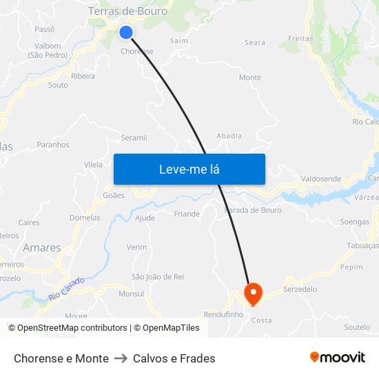 Chorense e Monte to Calvos e Frades map