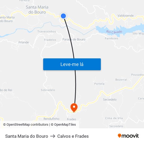 Santa Maria do Bouro to Calvos e Frades map