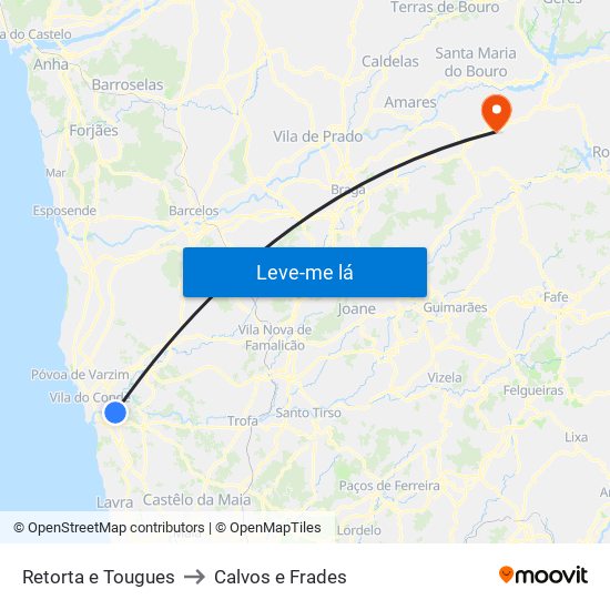 Retorta e Tougues to Calvos e Frades map