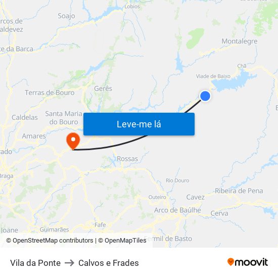 Vila da Ponte to Calvos e Frades map