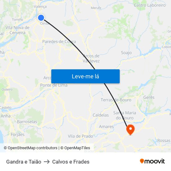 Gandra e Taião to Calvos e Frades map
