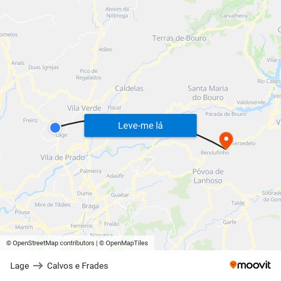 Lage to Calvos e Frades map