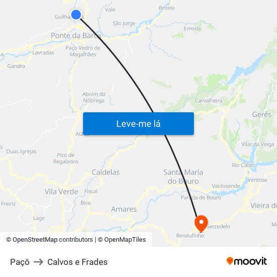 Paçô to Calvos e Frades map