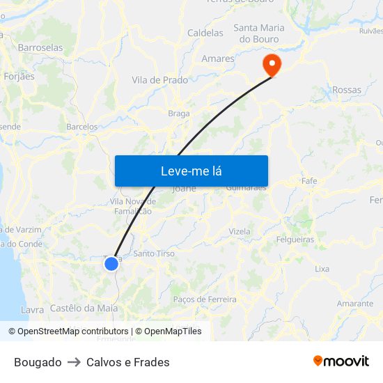 Bougado to Calvos e Frades map