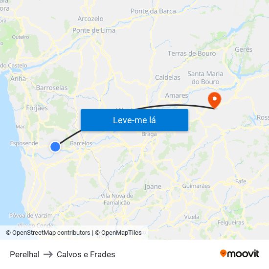 Perelhal to Calvos e Frades map