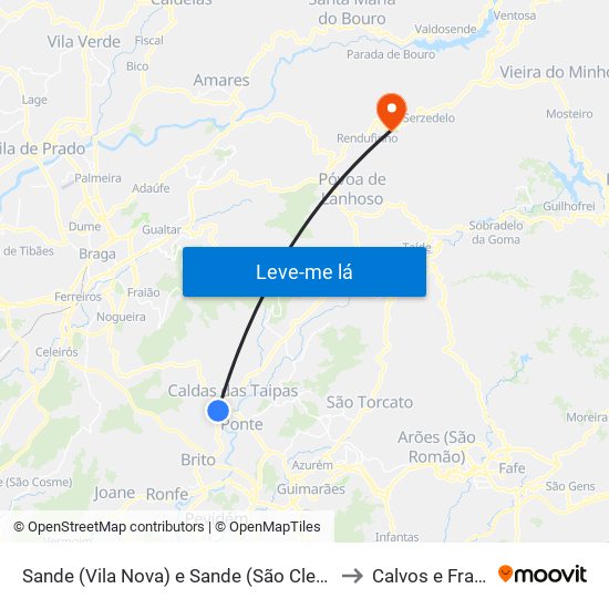 Sande (Vila Nova) e Sande (São Clemente) to Calvos e Frades map