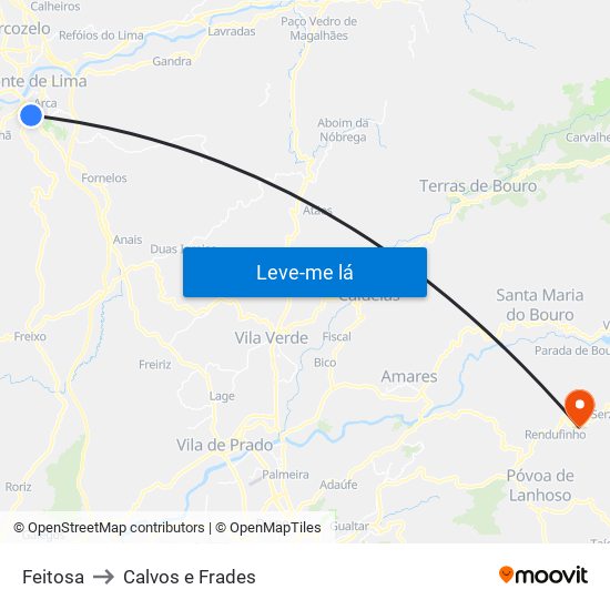 Feitosa to Calvos e Frades map